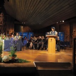 Platform party on stage during Graduation.