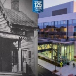 Then & Now: The original hospital in the 1890s versus the current hospital on E. Post Road.